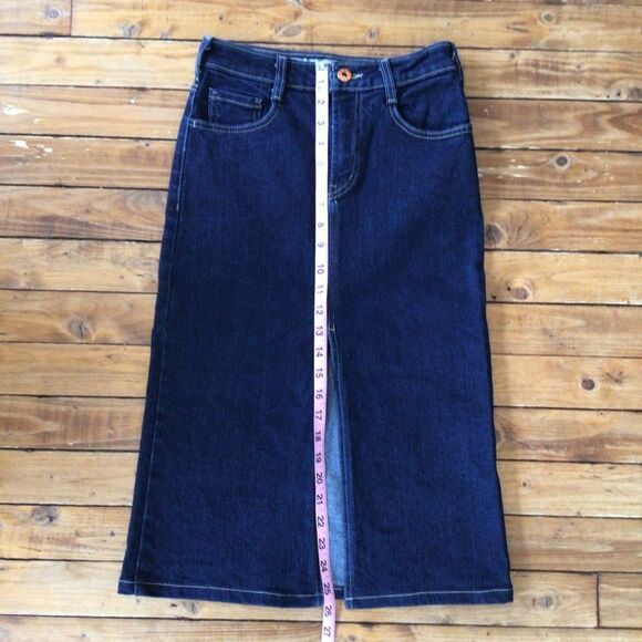 PARASUCO jeans denim long skirt western country dancing pockets splited  size 2 - Picture 7 of 11